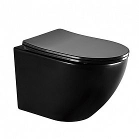 Унитаз Abber Bequem AC1100 MB подвесной, безободковый, с сиденьем микролифт, цвет черный матовый - фото 1