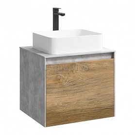 Мебель для ванной Aqwella Mobi 60, цвет бетон светлый/дуб балтийский - фото 1