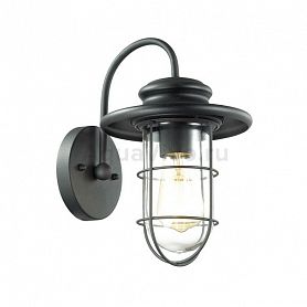 Уличный настенный светильник Odeon Light Helm 4171/1W, арматура  черная, плафон стекло прозрачное, 19х30 см - фото 1