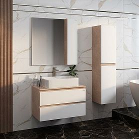 Мебель для ванной Оника Алеста 80, цвет камень светлый / белый - фото 1
