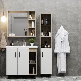 Мебель для ванной Оника Тимбер 80.10, цвет белый матовый / дуб сонома - фото 1