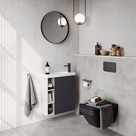 Мебель для ванной Aqwella Alba 60, правая, цвет светлый камень / серый матовый - фото 1