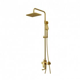 Душевая стойка WasserKRAFT Aisch A15501 с верхним душем и смесителем, цвет матовое золото - фото 1