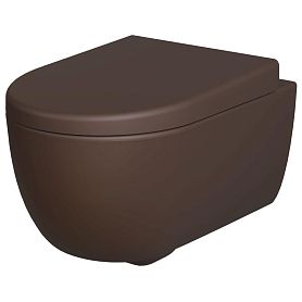 Унитаз Ambassador Abner 103T20601R-102T20601 подвесной, безободковый, с сиденьем микролифт, цвет коричневый матовый - фото 1