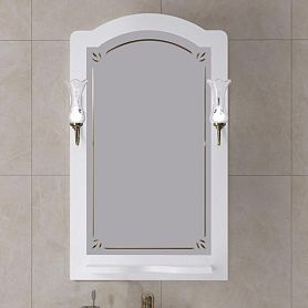 Зеркало Опадирис Лоренцо 60x105, с полкой, цвет белый матовый - фото 1