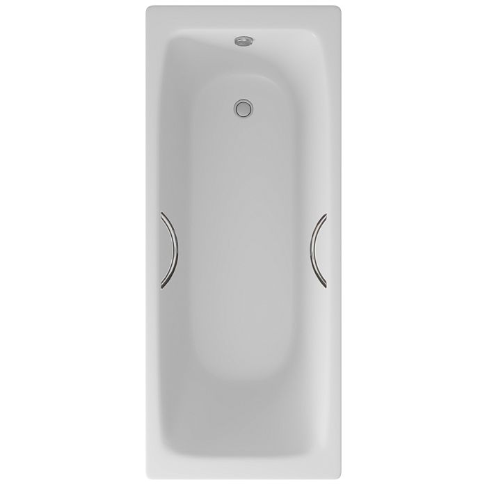 Чугунная ванна Delice Comfort Biove 170х75, с ручками, без ножек, цвет белый