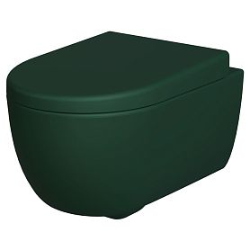 Унитаз Ambassador Abner 103T20701R-102T20701 подвесной, безободковый, с сиденьем микролифт, цвет зеленый матовый - фото 1