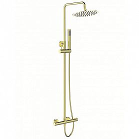 Душевая стойка BelBagno Uno UNO-DOCM-ORO, с верхним душем, смесителем, цвет золото - фото 1