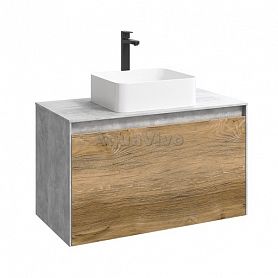Мебель для ванной Aqwella Mobi 80, цвет бетон светлый/дуб балтийский - фото 1