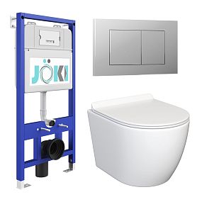 Комплект: JOKI Инсталляция JK01150+Кнопка JK012519CH хром+Stella JK1061016 белый унитаз - фото 1