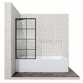 Шторка на ванну Ambassador Bath Screens 16041208 70x140, стекло прозрачное с рисунком, профиль черный - фото 1