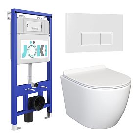 Комплект: JOKI Инсталляция JK01150+Кнопка JK018504WM белый+Stella JK1061016 белый унитаз - фото 1