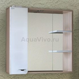 Шкаф-зеркало Оника Стиль 75.01, левый, с подсветкой, цвет белый / ясень шимо светлый - фото 1