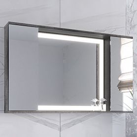 Шкаф-зеркало Stella Polar Дэрри 100, с подсветкой, цвет бетон / цемент - фото 1
