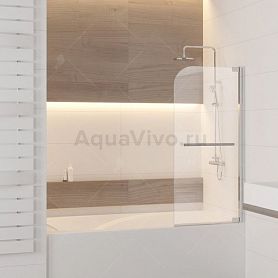 Шторка на ванну RGW Screens SC-02 100, с доводчиком, с полотенцедержателем, стекло прозрачное, профиль хром - фото 1
