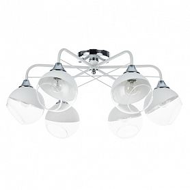 Потолочная люстра Arte Lamp Miram A1521PL-6WH, арматура белая, плафоны стекло белое / прозрачное, 55х55 см - фото 1
