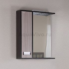 Шкаф-зеркало Оника Гамма 58.01, левый, с подсветкой, цвет венге луизиана / ясень шимо светлый - фото 1