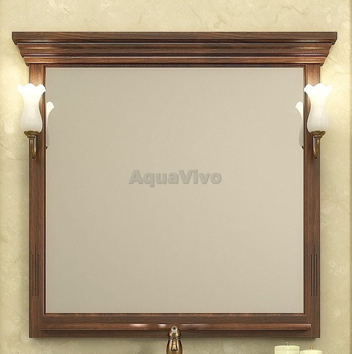 Зеркало Опадирис Риспекто 95x100, с отверстиями для светильников, цвет орех антикварный