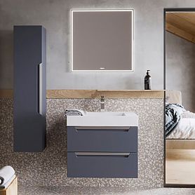 Мебель для ванной Aqwella Cube 70, с 2 ящиками, цвет серый матовый - фото 1