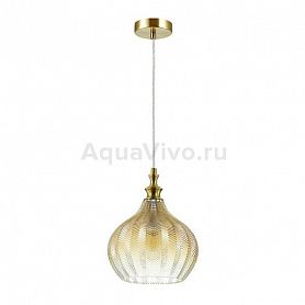 Подвесной светильник Odeon Light Lasita 4707/1, арматура бронза, плафон стекло янтарное, 23х120 см - фото 1