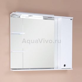 Шкаф-зеркало Оника Эльбрус 90.02, правый, с подсветкой, цвет белый - фото 1
