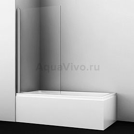 Шторка на ванну WasserKRAFT Berkel 48P01-80 80x140, стекло прозрачное, профиль серебристый - фото 1