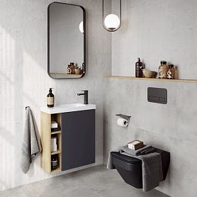 Мебель для ванной Aqwella Alba 60, правая, цвет дуб давос / серый матовый - фото 1