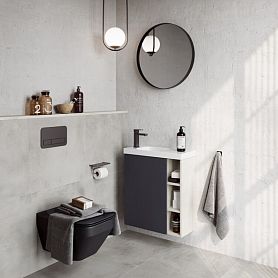Мебель для ванной Aqwella Alba 60, левая, цвет светлый камень / серый матовый - фото 1