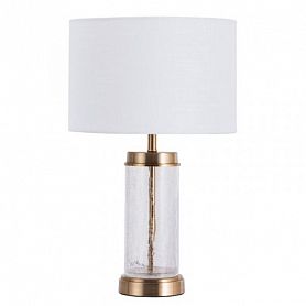 Интерьерная настольная лампа Arte Lamp Baymont A5070LT-1PB, арматура прозрачная / медь, плафон ткань белая, 30х30 см - фото 1