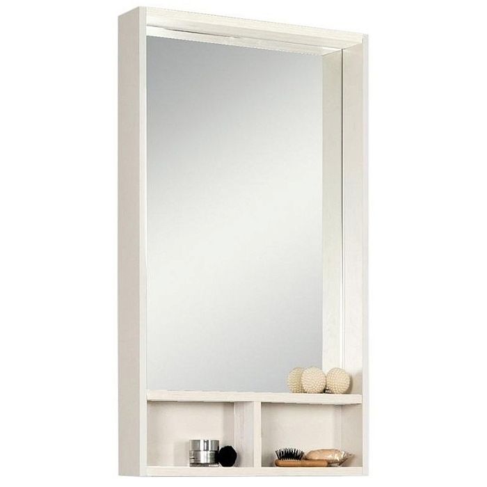 Шкаф-зеркало Акватон Йорк 50 без подсветки, цвет белый/выбеленное дерево