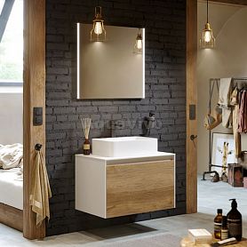 Мебель для ванной Aqwella Mobi 80, цвет белый/дуб балтийский - фото 1