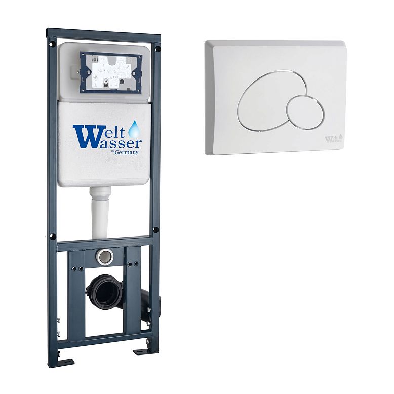 Инсталляция Weltwasser Marberg 410 RD WT для подвесного унитаза, с белой кнопкой смыва 410 RD GL-WT