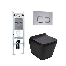 Комплект Weltwasser 10000010514 унитаза Gelbach 041 MT-BL с сиденьем микролифт и инсталляции Amberg 350 ST с кнопкой Amberg RD-CR хром - фото 1
