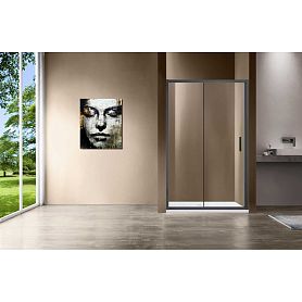 Душевая дверь Vincea Garda VDS-1G 150x190, стекло прозрачное, профиль вороненая сталь - фото 1