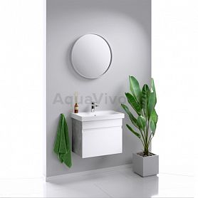 Мебель для ванной Aqwella Smart 60, цвет бетон светлый / белый - фото 1