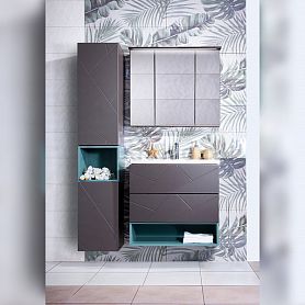 Мебель для ванной Бриклаер Кристалл 70, цвет ясень анкор темный / софт графит - фото 1