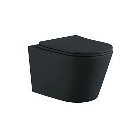 Унитаз Акватек Вега AQ1905-MB подвесной, безободковый, с сиденьем микролифт, цвет черный матовый - фото 1