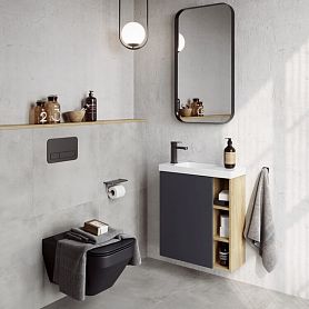 Мебель для ванной Aqwella Alba 60, левая, цвет дуб давос / серый матовый - фото 1