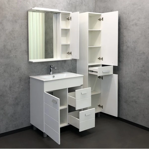 Шкаф-зеркало Comforty Модена М-75, цвет белый матовый - фото 1