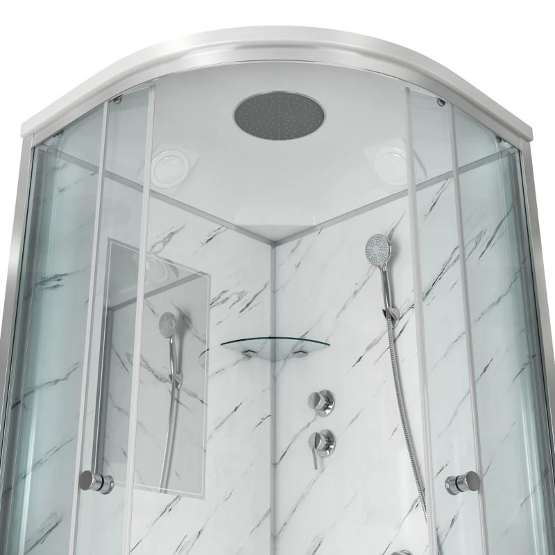 Душевая кабина Niagara Luxe NG-7702M 100x100, стекло прозрачное, профиль серебро, с крышей - фото 1