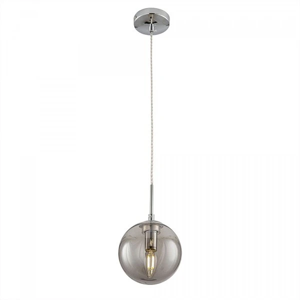 Подвесной светильник Citilux Томми CL102010, арматура хром, плафон стекло дымчатое, 15х15 см