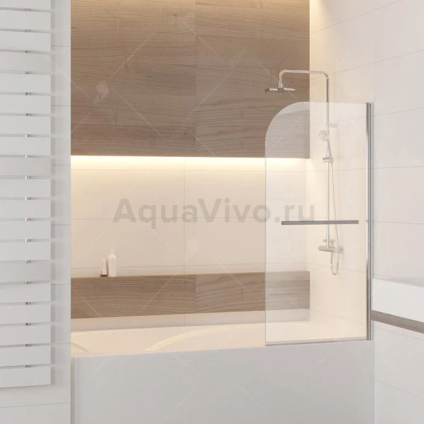 Шторка на ванну RGW Screens SC-06 80, с полотенцедержателем, стекло прозрачное, профиль хром