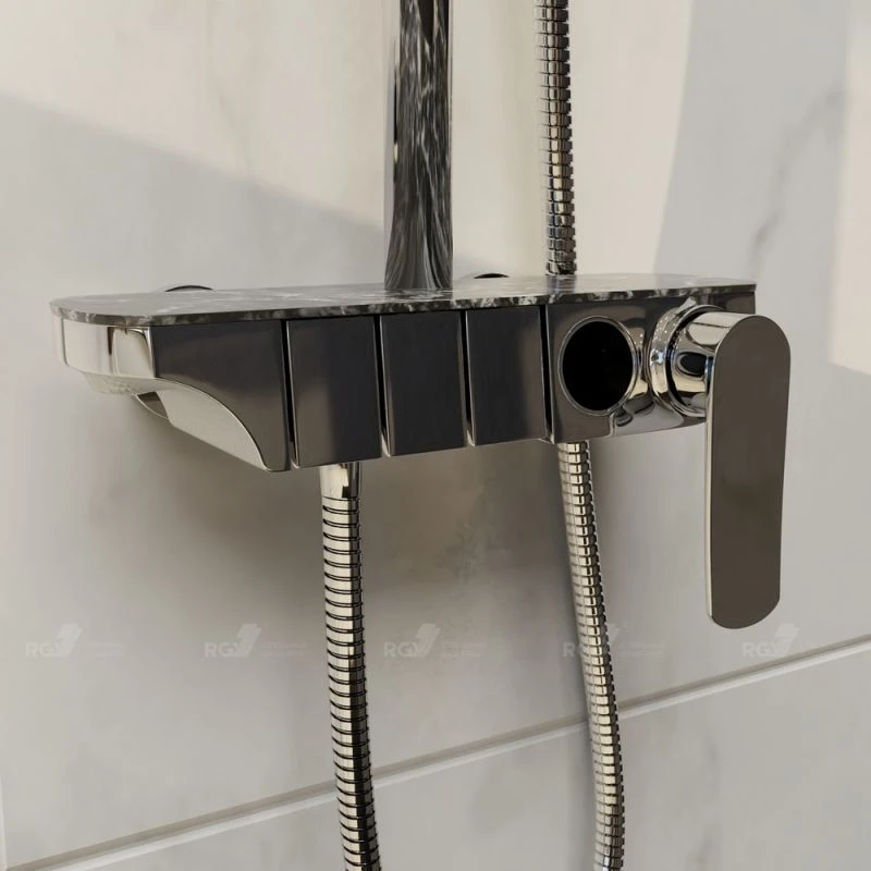 Душевая стойка RGW Shower Panels SP-33, с верхним душем, смесителем, цвет хром - фото 1