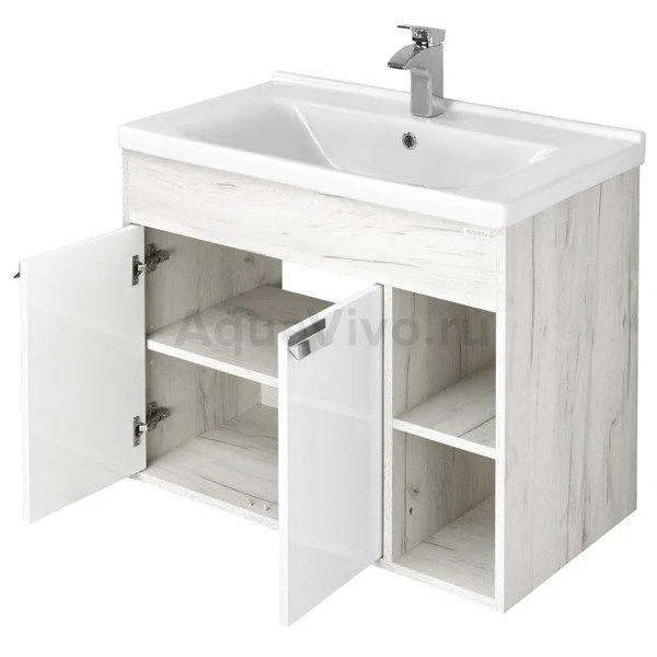 Мебель для ванной Акватон Флай 80, цвет белый/дуб крафт