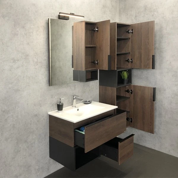 Шкаф-зеркало Comforty Франкфурт 75, цвет дуб шоколадно-коричневый - фото 1