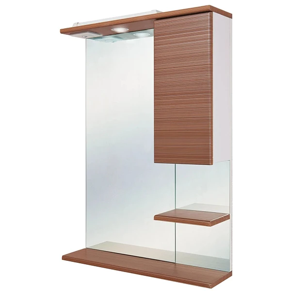 Шкаф-зеркало Оника Элита 60.01, правый, с подсветкой, цвет штрокс коричневый