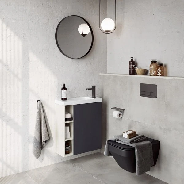 Мебель для ванной Aqwella Alba 60, правая, цвет светлый камень / серый матовый