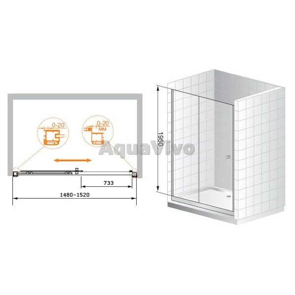 Душевая дверь Cezares ANIMA-W-BF-1-150-C-Cr 150, стекло прозрачное, профиль хром