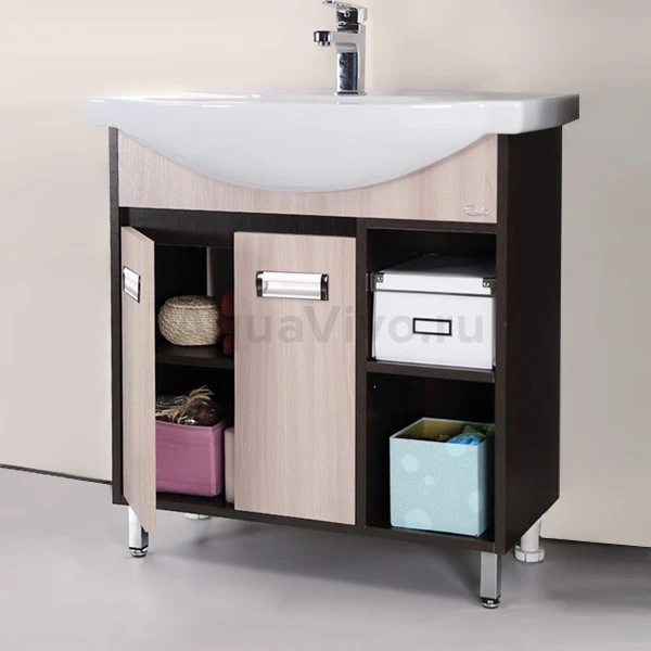 Мебель для ванной Оника Гамма 75.10, цвет венге луизиана / ясень шимо