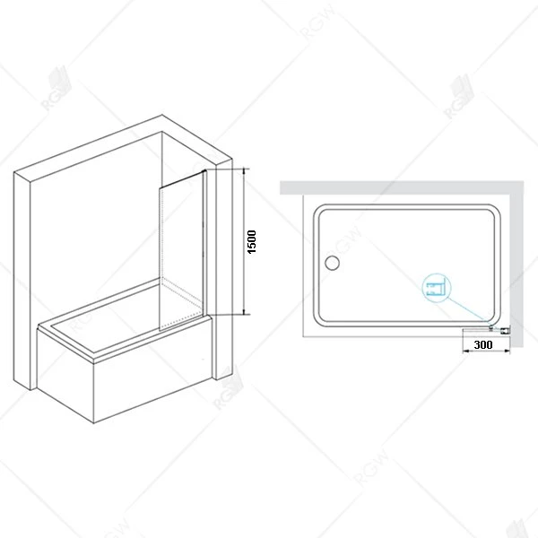 Шторка на ванну RGW Screens SC-056-8B 30, стекло прозрачное, профиль черный - фото 1